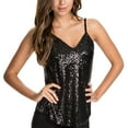 thumbnail image 1 of ZyeKqe Sequin Top for Women Sleeveless V-Neck Camisole Spaghetti Straps Tank Tops Sparkly Party Top, 1 of 3