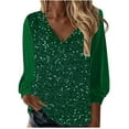 thumbnail image 1 of ZyeKqe Sequin Tops for Women Plus Size Long Sleeve Shirts Sparkly Glitter Dressy Casual Blouses, 1 of 6