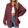 thumbnail image 1 of ZyeKqe Shacket Jackets for Women Long Sleeve Shirts Button down Lapel Shirts Blouses Tops Fall Clothes Size S-XXL, 1 of 9