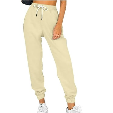 ZyeKqe Sherpa Lined Sweatpants for Women Fall Winter Drawstring High Waisted Joggers Thicken Warm Track Pants