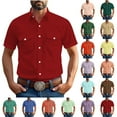 thumbnail image 1 of ZyeKqe Shirts for Men Causal Short Sleeve Button down Blouses Loose Fitted Comfy Workwear Dress Shirts, 1 of 7