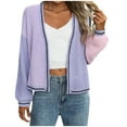 thumbnail image 1 of ZyeKqe Short Cardigans for Women Long Sleeve Open Front Sweater Top Lightweight Casual Loose Knit Outwear, 1 of 5