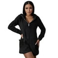 thumbnail image 1 of ZyeKqe Short Rompers for Women Warm Fuzzy Fleece Sherpa Hooded Jumpsuits Cute Bear Onesie Zipper Plush Sleepwear, 1 of 8
