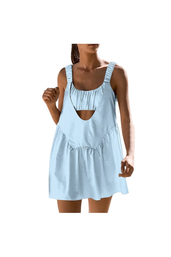 Skirt Sets for Women Tennis Dress with Built in Shorts and Bra Summer Sleeveless Backless Golf Workout Athletic Dress