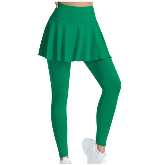 ZyeKqe Skirts Leggings for Women High Waist Tennis Yoga Pleated Skirt with Full Length Leggings