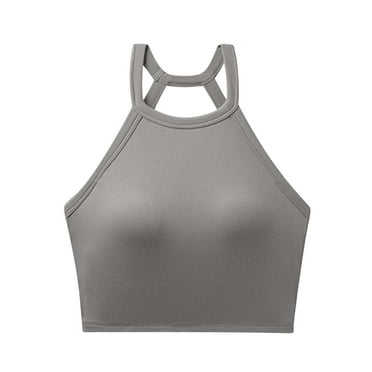 ZyeKqe Sleeveless Shirts for Women Built in Bra Crop Top Ribbed Knit Going out Tops Slim Tight Tees