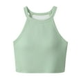 thumbnail image 1 of ZyeKqe Sleeveless Shirts for Women Built in Bra Crop Top Ribbed Knit Going out Tops Slim Tight Tees, 1 of 4