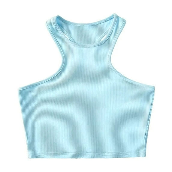 ZyeKqe Sleeveless Tops for Women Crewneck Ribbed Knit Going out Tops Solid Color Tank Crop Tops