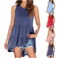 thumbnail image 1 of ZyeKqe Tank Tops for Women Crewneck Sleeveless Ruffle Dressy Casual Blouses Summer Fashion Pleated Tunic Top, 1 of 8