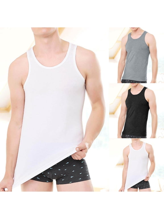 Slim fitted Shirts for Men Sleeveless Shirts Round Neck Vests Belly Control Tank Top Undershirt