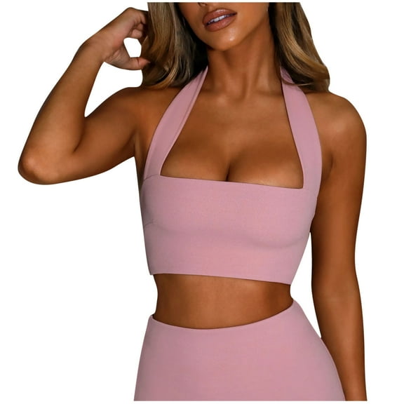 ZyeKqe Sport Bras for Womens Square Neck Sleeveless Crop Yoga Top Spaghetti Strap Workout Tank Tops