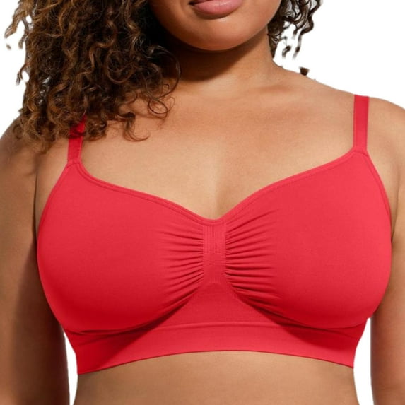 ZyeKqe Sports Bras for Women Full Coverage No Underwire Comfort Bra V Neck Seamless Push up Bralettes
