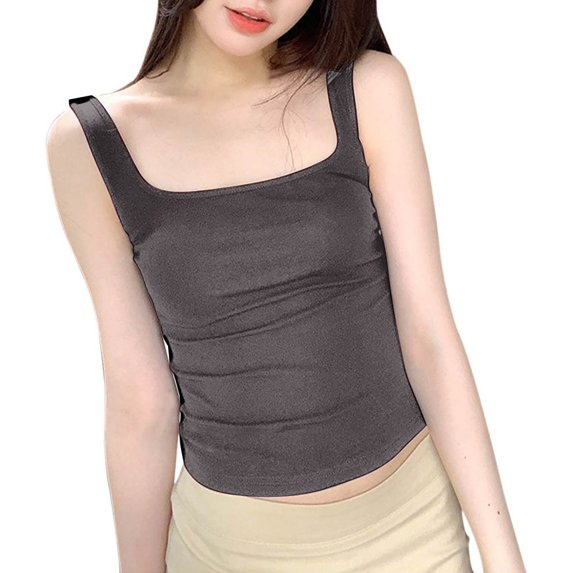 ZyeKqe Square Neck Tank Tops for Women Sleeveless Undershirts Stretchy Slim Fitted Cami Shirts