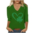 thumbnail image 1 of ZyeKqe St. Patrick's Day Shirt Women 3/4 Sleeves Blouses Cute Graphic Print Shirts Tees Crewneck Pullover Tops, 1 of 6