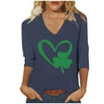 thumbnail image 1 of ZyeKqe St. Patrick's Day Shirt Women 3/4 Sleeves Blouses Cute Graphic Print Shirts Tees Crewneck Pullover Tops, 1 of 6