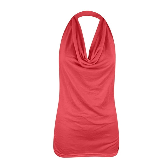 ZyeKqe Summer Tank Tops for Women Backless Sleeveless Going out Top V Neck T Shirts Solid Color Blouses
