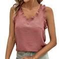 thumbnail image 1 of ZyeKqe Summer Tank Tops for Women Casual Sleeveless Shirts Ruffle V Neck Loose Fitted Going out Tops, 1 of 6