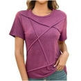 thumbnail image 1 of ZyeKqe Summer Tops for Women Short Sleeve Shirts Round Neck Plain T Shirts Casual Loose Tees], 1 of 9