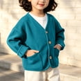 thumbnail image 1 of ZyeKqe Sweater Jackets for Toddler Kids Button down V Neck Casual Soft Comfy Fall Winter Long Sleeve Outerwear with Pockets, 1 of 7