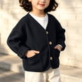 thumbnail image 1 of ZyeKqe Sweater Jackets for Toddler Kids Button down V Neck Casual Soft Comfy Fall Winter Long Sleeve Outerwear with Pockets, 1 of 7