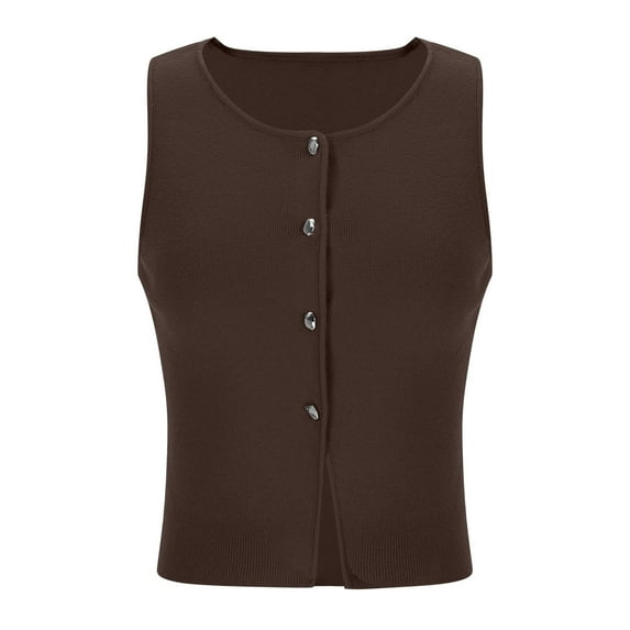 ZyeKqe Sweater Vest for Women Sleeveless Tank Tops Crewneck Button down Pullover Lightweight Knitwear Top
