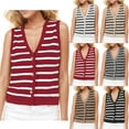 thumbnail image 1 of ZyeKqe Sweater Vests for Women Casual Sleeveless Shirts Deep V Neck Knit Pullover Tops Striped Lightweight Knitwear, 1 of 8
