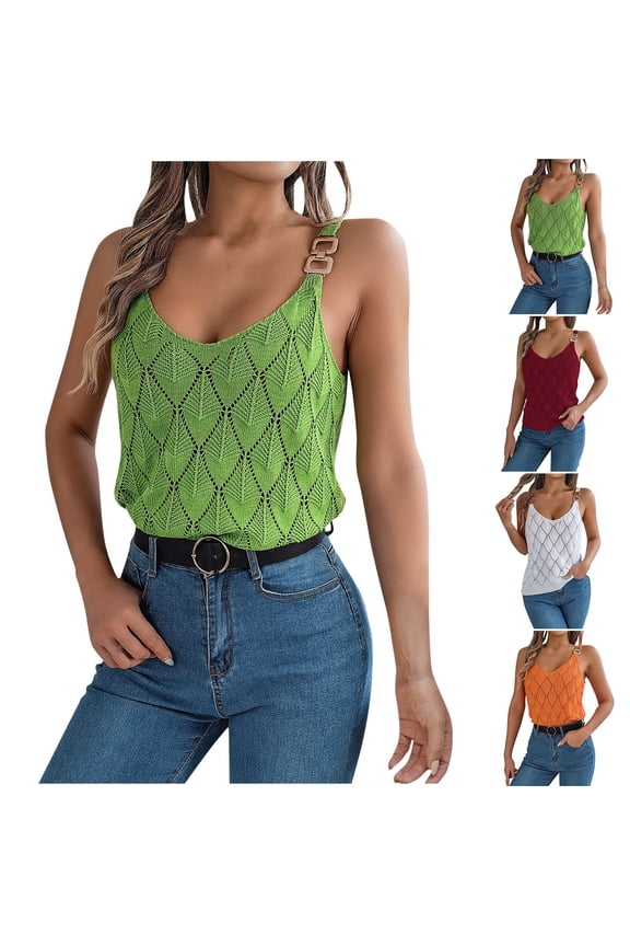 Sweaters Vests for Women Chain Strap Crochet Tank Tops Sleeveless Sweater Tops Lightweight Basic Summer Top