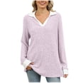 thumbnail image 1 of ZyeKqe Sweaters for Women Fall Winter Long Sleeve Shirts V Neck Knit Comfy Pullover Tops Loose Fitted Sweater, 1 of 8