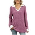 thumbnail image 1 of ZyeKqe Sweaters for Women Fall Winter Long Sleeve Shirts V Neck Knit Comfy Pullover Tops Loose Fitted Sweater, 1 of 9