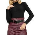 thumbnail image 1 of ZyeKqe Sweaters for Women High Neck Long Sleeve Shirts Ribbed Knit Going out Tops Slim Fitted Stretchy Basic Tees, 1 of 8
