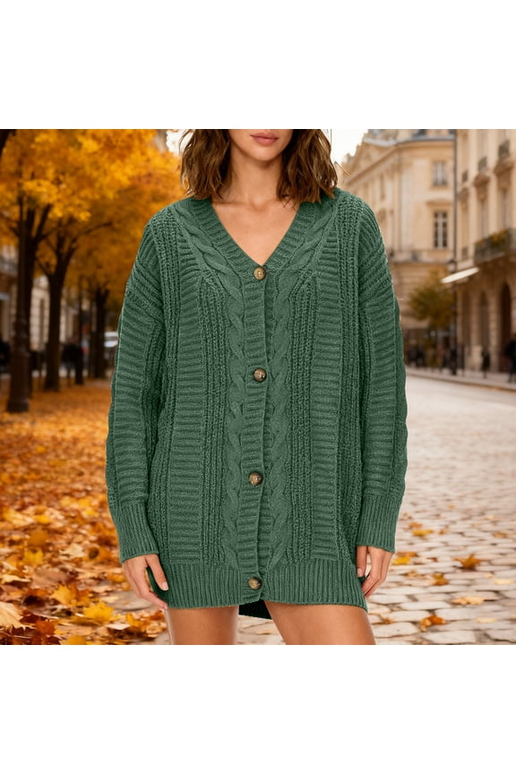 Sweaters for Women Knitted Button down Long Sleeve Cardigan Casual Loose Comfy Fall Winter Tunic Tops