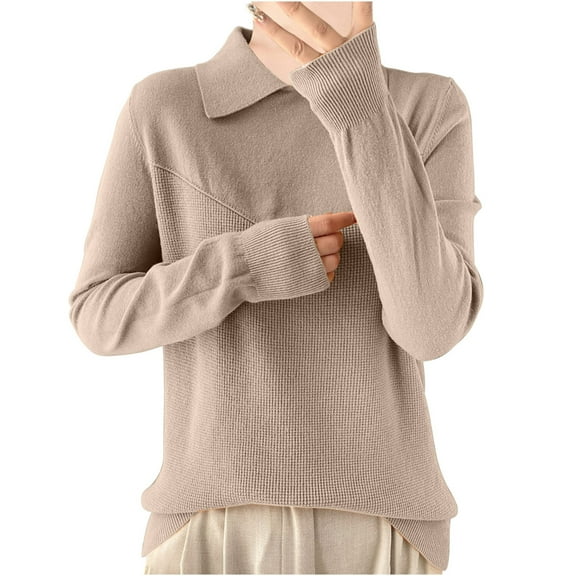 ZyeKqe Sweaters for Women Long Sleeve Top Ribbed Knit Top Lightweight Pullover Top Blouses Loose Fitting
