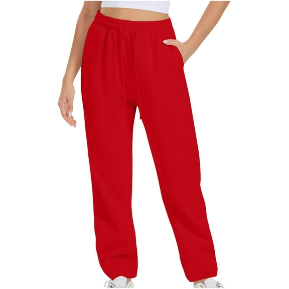 ZyeKqe Sweatpants Women Sherpa Fleece Lined Joggers Fall Winter Drawstring High Waisted Athletic Lounge Pants