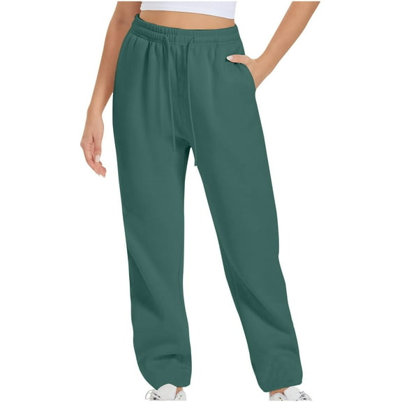 ZyeKqe Sweatpants Women Sherpa Fleece Lined Joggers Fall Winter Drawstring High Waisted Athletic Lounge Pants