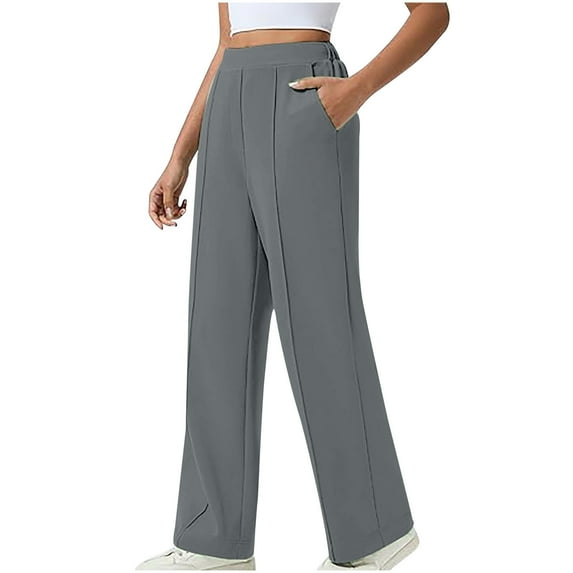 ZyeKqe Sweatpants for Women Elastic High Waisted Casual Loose Solid Straight Baggy Yoga Pants with Pockets