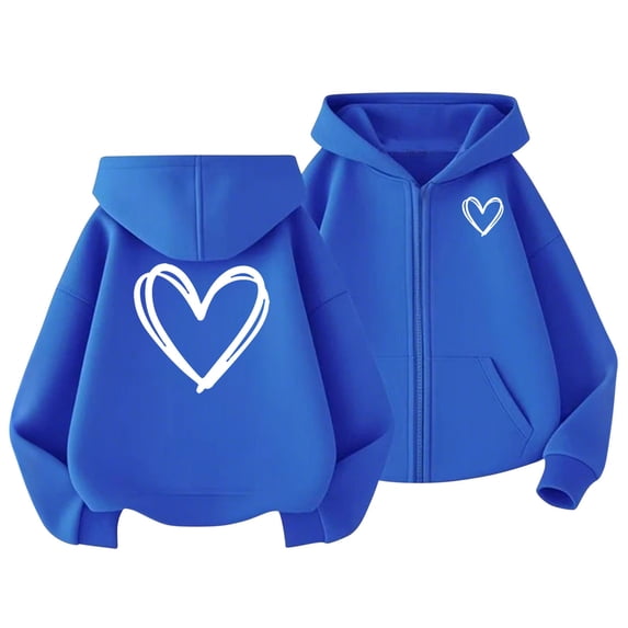 Kaemgyyd Little Girls Zip up Hoodies Teen Jacket Full-Zip Toddler Sweatshirts Casual Fall Winter Coat Outwear with Pocket 3-13 Y