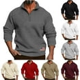 thumbnail image 1 of ZyeKqe Sweatshirts for Men Quarter Zip Stand Collar Fall Pullover Loose Fitted Casual Solid Color Fashion Shirts Tops, 1 of 7
