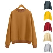 ZYEKQE Sweatshirts for Women Long Sleeve Fall Shirts Crewneck Pullover Tops Solid ColorFall Fashion Top