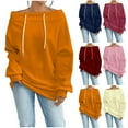thumbnail image 1 of ZyeKqe Sweatshirts for Women off Shoulder Oversized Pullover Casual Drawstring Solid Comfy Long Sleeve Top, 1 of 8
