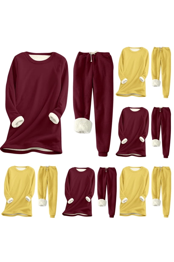2 Piece Sets for Women Fleece Lined Crew Neck Pullover Warm Sweatshirt Joggers Sweatpants Loungewear Sweatsuit