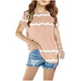 thumbnail image 1 of ZyeKqe T Shirts for Kids Short Sleeve Shirt Round Neck Striped Summer Top Loose Fitting Tees, 1 of 4