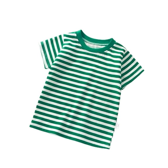 ZyeKqe T Shirts for Toddler Baby Girls Boys Short Sleeve Shirts Round Neck Striped Tees Basic Summer Top
