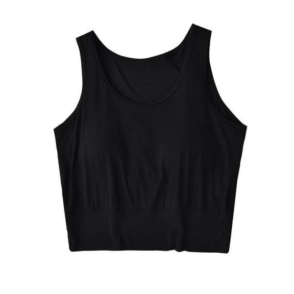 ZyeKqe Tank Tops for Women Built in Bra Sleeveless Cropped Undershirts Scoop Neck Soft Comfy Base Layer Vest
