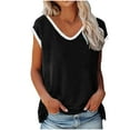 thumbnail image 1 of ZyeKqe Tank Tops for Women Casual Summer V Neck Cap Sleeve T Shirts Lightweight Color Block Tees Top, 1 of 7