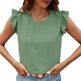 thumbnail image 1 of ZyeKqe Tank Tops for Women Ruffle Cap Sleeve Business Casual Tops Round Neck Office Work Blouses, 1 of 6