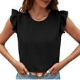 thumbnail image 1 of ZyeKqe Tank Tops for Women Ruffle Cap Sleeve Business Casual Tops Round Neck Office Work Blouses, 1 of 6