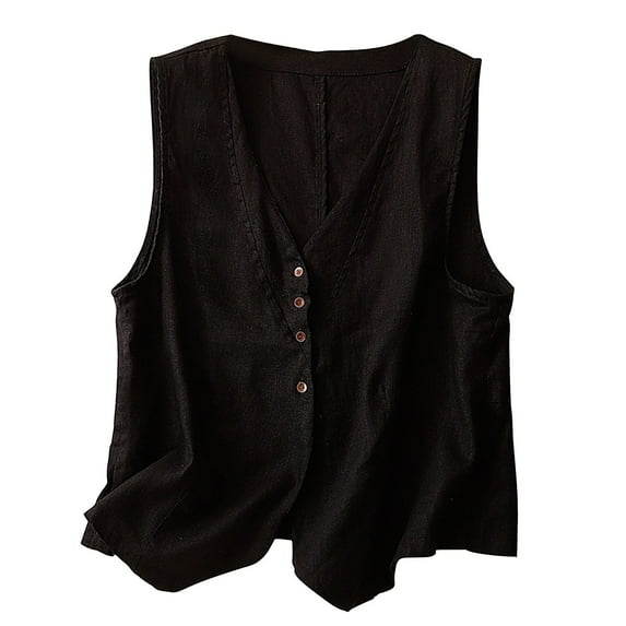 ZyeKqe Tank Tops for Women Sleeveless Shirts Button down V Neck Vest Loose Fitted Comfy Blouses