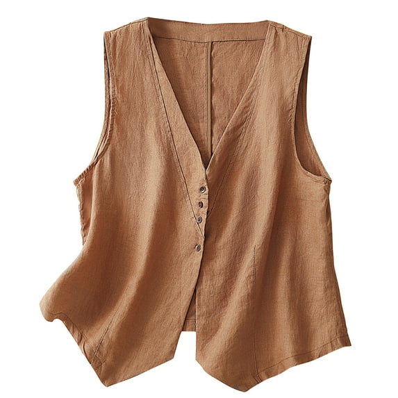 ZyeKqe Tank Tops for Women Sleeveless Shirts Button down V Neck Vest Loose Fitted Comfy Blouses