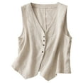 thumbnail image 1 of ZyeKqe Tank Tops for Women Sleeveless Shirts Button down V Neck Vest Loose Fitted Comfy Blouses, 1 of 9