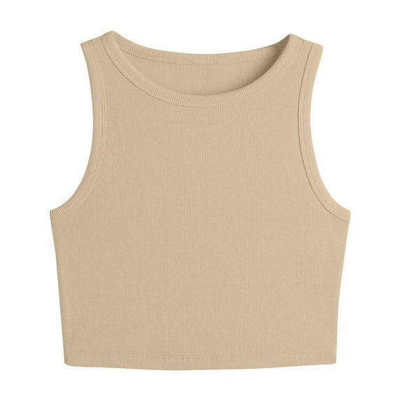 ZyeKqe Tank Tops for Women Sleeveless Shirts Crewneck Ribbed Knit Going out Crop Tops Slim Fitted Basic Tees